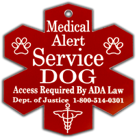 Medical Alert Service Dog Engraved Plastic Tag