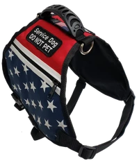 Patriotic Service Dog vest with molded top handle