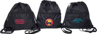 Embroidered Draw Cord Knapsack with Front Zipper Pockets