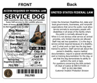 ActiveDogs Registered Service Dog ID Card