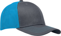 Custom Logo/Text 6 Panel Trucker Hat - Aqua/Charcoal