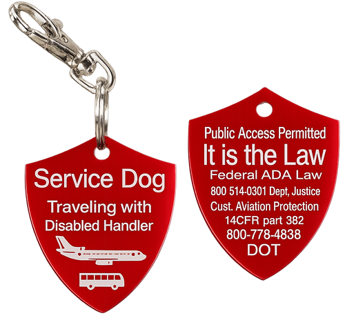 Service dog travel identification tag