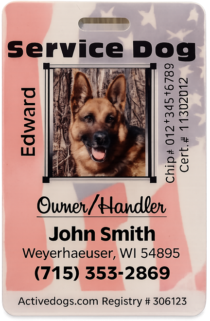 American flag service dog ID badge