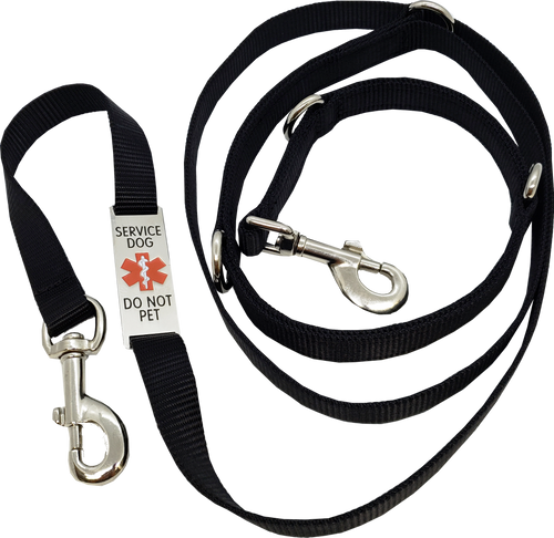 Activedogs Service Dog Hands-Free 7 foot Leash Chrome Service Dog ID Tag