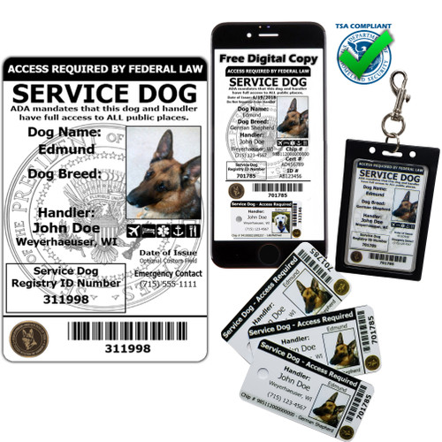 Registered service dog ID card