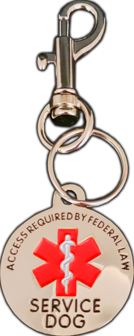Chrome Service Dog Tag - DOUBLE SIDED - ADA Access Required