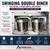 Aluminum swinging double dog kennel feeder with dual stainless steel food and water buckets