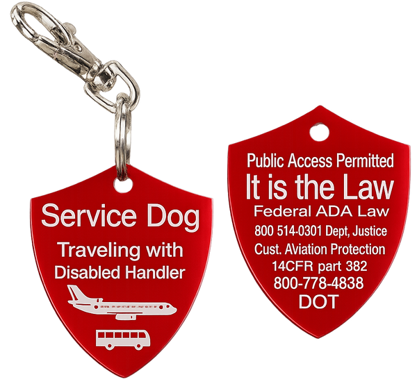 Service dog travel identification tag