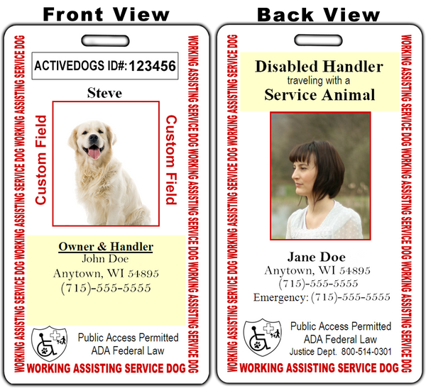 Service dog team identification badge