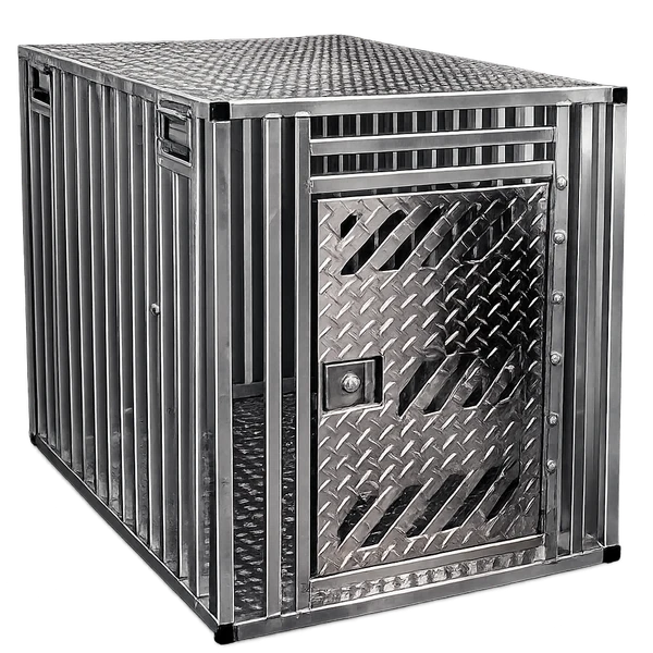 Aluminum dog crate with maximum airflow