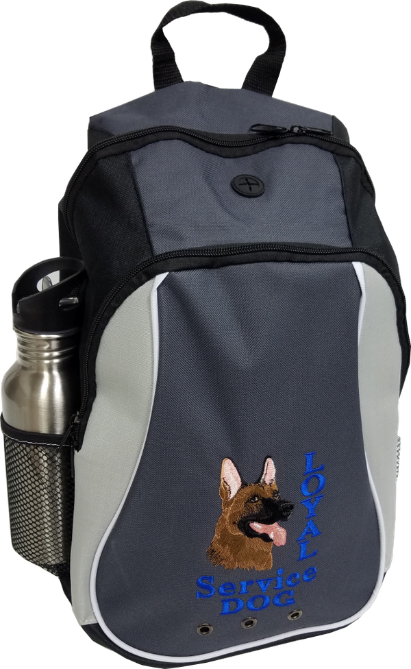 Embroidered Service Dog backpack with personalized text