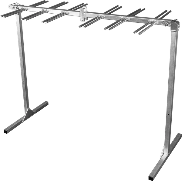 Folding aluminum duck rack holding training birds
