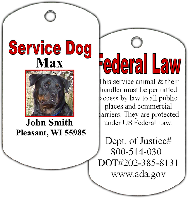 Service dog identification tag with split ring