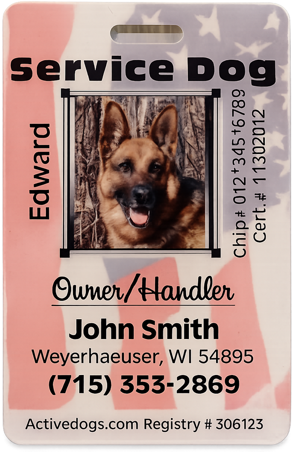 American flag service dog ID badge