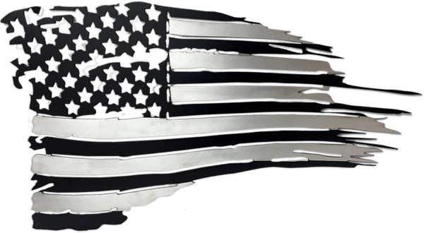 Tattered American Flag - Aluminum Painted