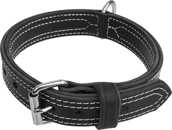 Center D-Ring Leather Dog Collar