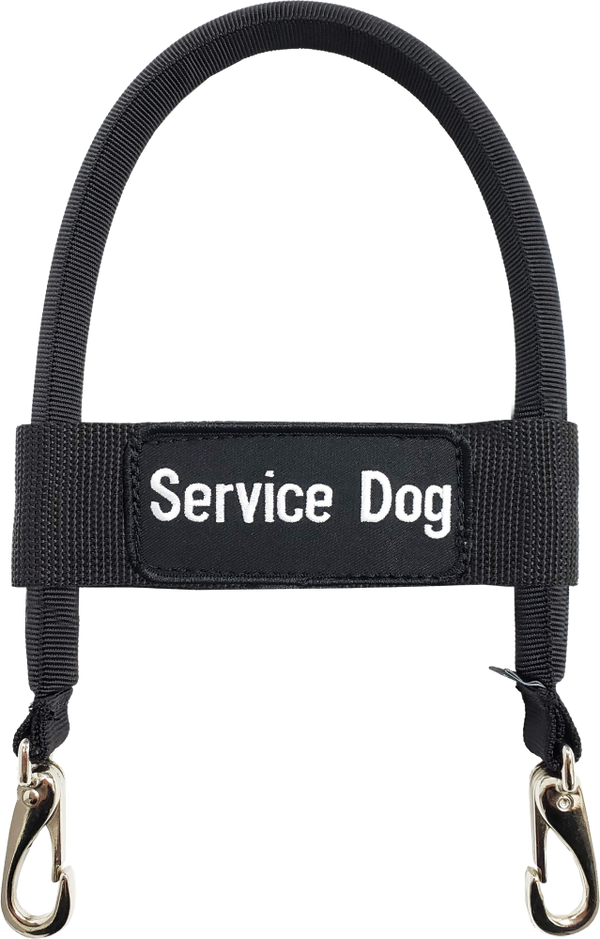 12 inch nylon clip-on service dog bridge handle with Service Dog ID band