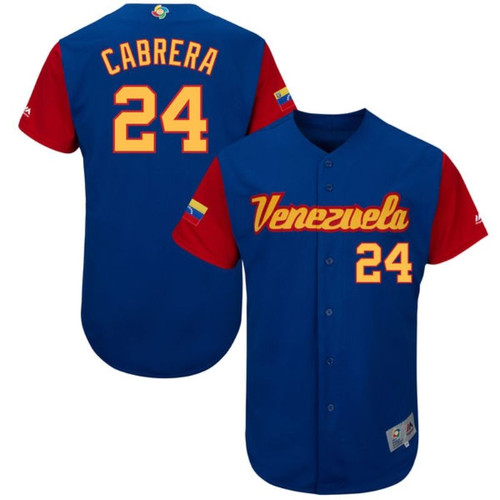 #24 Miguel Cabrera Venezuela National Baseball World Classic 2017 Blue Jersey