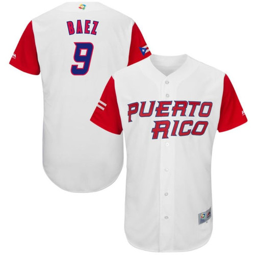 #9 Javier Báez Puerto Rico National Baseball World Classic 2017 White Jersey