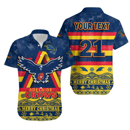 (Custom Personalised And Number) Adelaide Crows Unique Winter Season Hawaiian Shirt Adelaide Merry Christmas LT9