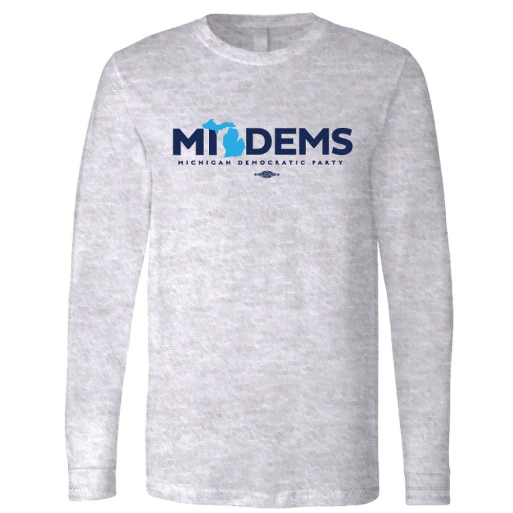 "MI Dems" Logo Graphic (Dark Ash Long-Sleeve Tee)