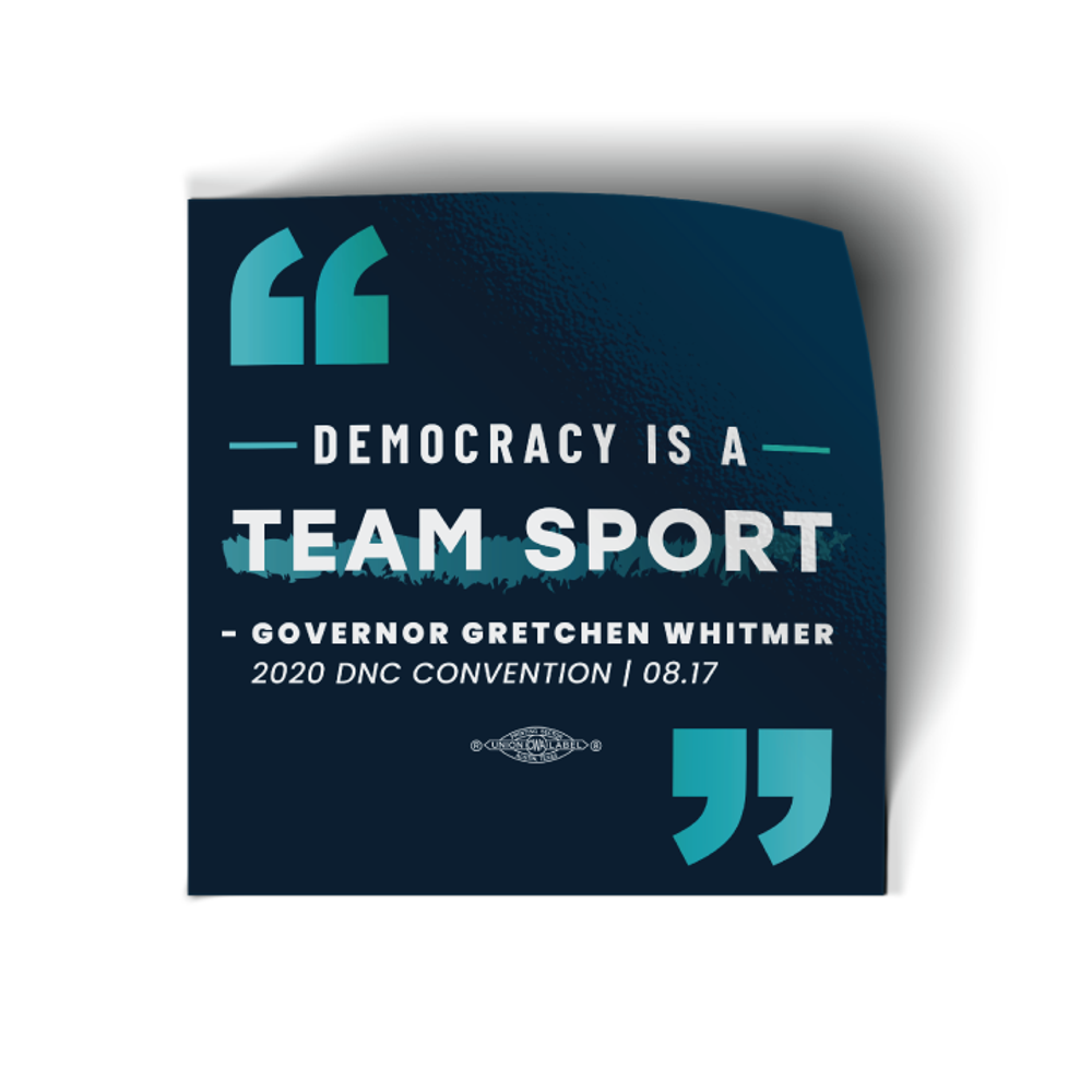 Democracy Is A Team Sport (4" x 4" Vinyl Sticker -- Pack of Two!)