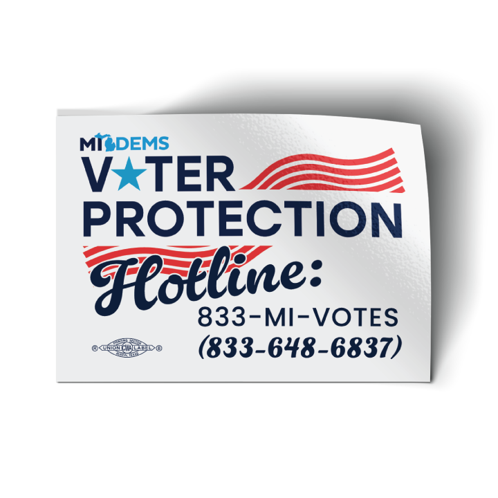 Voter Protection Hotline (4" x 3" Vinyl Sticker -- Pack of Two!)