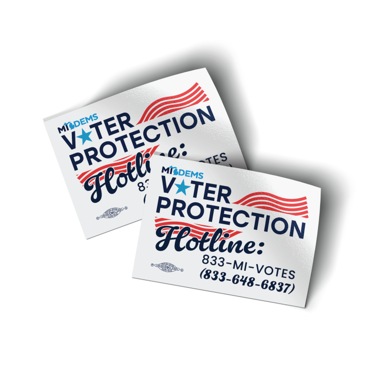 Voter Protection Hotline (4" x 3" Vinyl Sticker -- Pack of Two!)