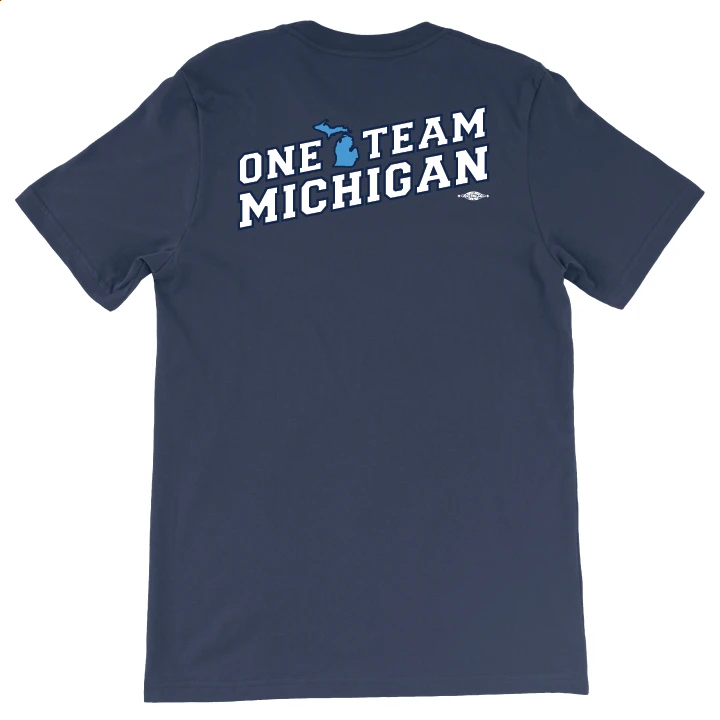 One Team Michigan (Unisex & Women's Navy Tee)