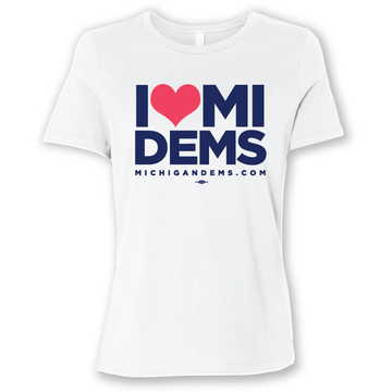 I Heart Michigan Dems (White Tee)