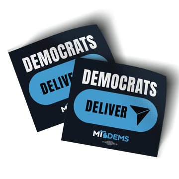Democrats Deliver (4" x 3.5" Vinyl Sticker -- Pack of Two!)