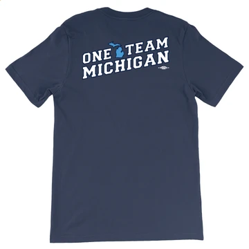 One Team Michigan (Unisex & Women's Navy Tee)