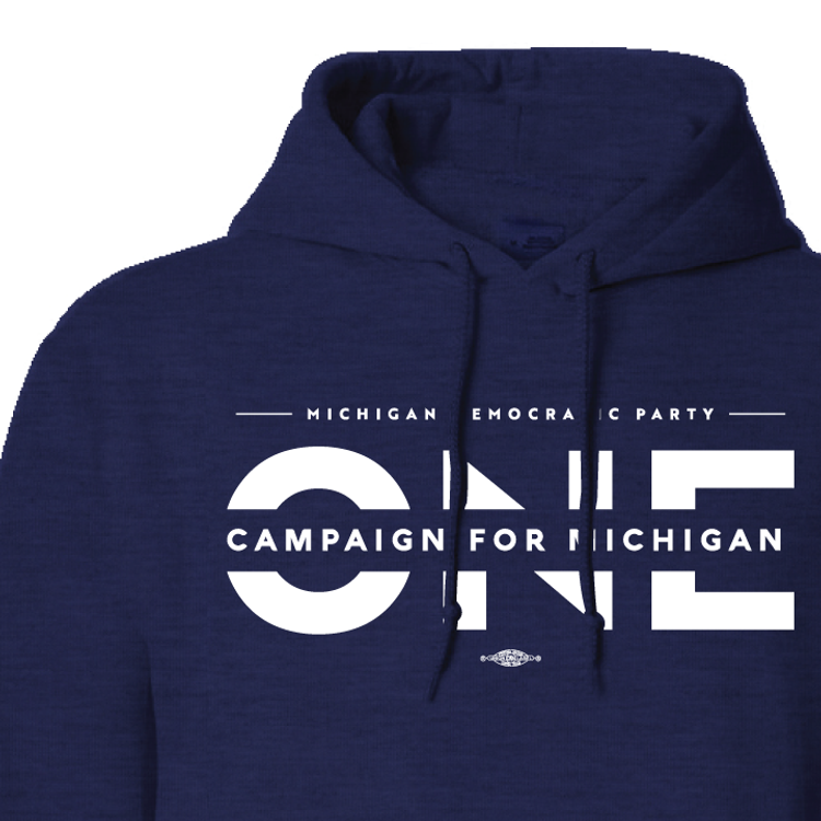 ONE Campaign For Michigan (Navy Adult Hooded Pullover Fleece)