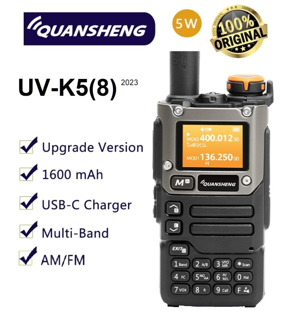 Quansheng UV K5 Walkie Talkie Portable Radio Am Fm Two Way Radio Air Band  Uv-k5