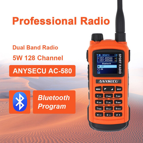 Anysecu AC-580 (SenHaix 8800, Radioddity GS-5B) Bluetooth Programming Handheld Ham Radio Dual Band with Dual PTT, USB Charging, S-Meter, Rainproof Two Way Radio