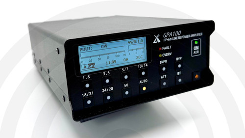 The Xiegu GPA100 is a compact 100W solid-state HF/6m linear amplifier designed for portable and home station use. It features smart cooling, built-in protection circuits, and full coverage from 1.8–54 MHz. Seamless integration with current Xiegu transceivers, including the X6200, X6100, G90, and G106.