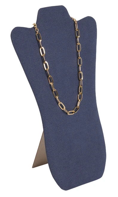 Slate Blue Faux Suede Tall Necklace Display Easel