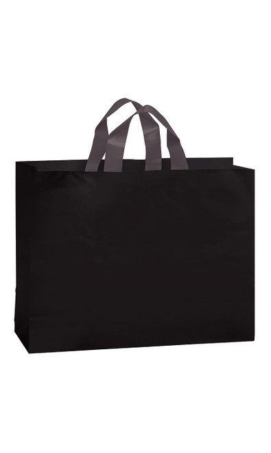Large Black Frosted Plastic Shopping Bags - Case of 100zoom