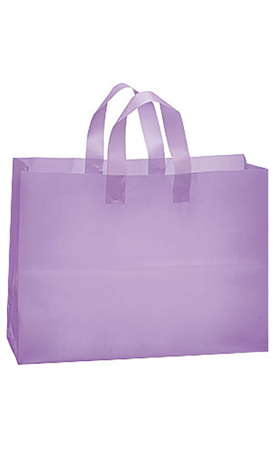 Large Lavender Frosted Plastic Shopping Bags - Case of 100zoom