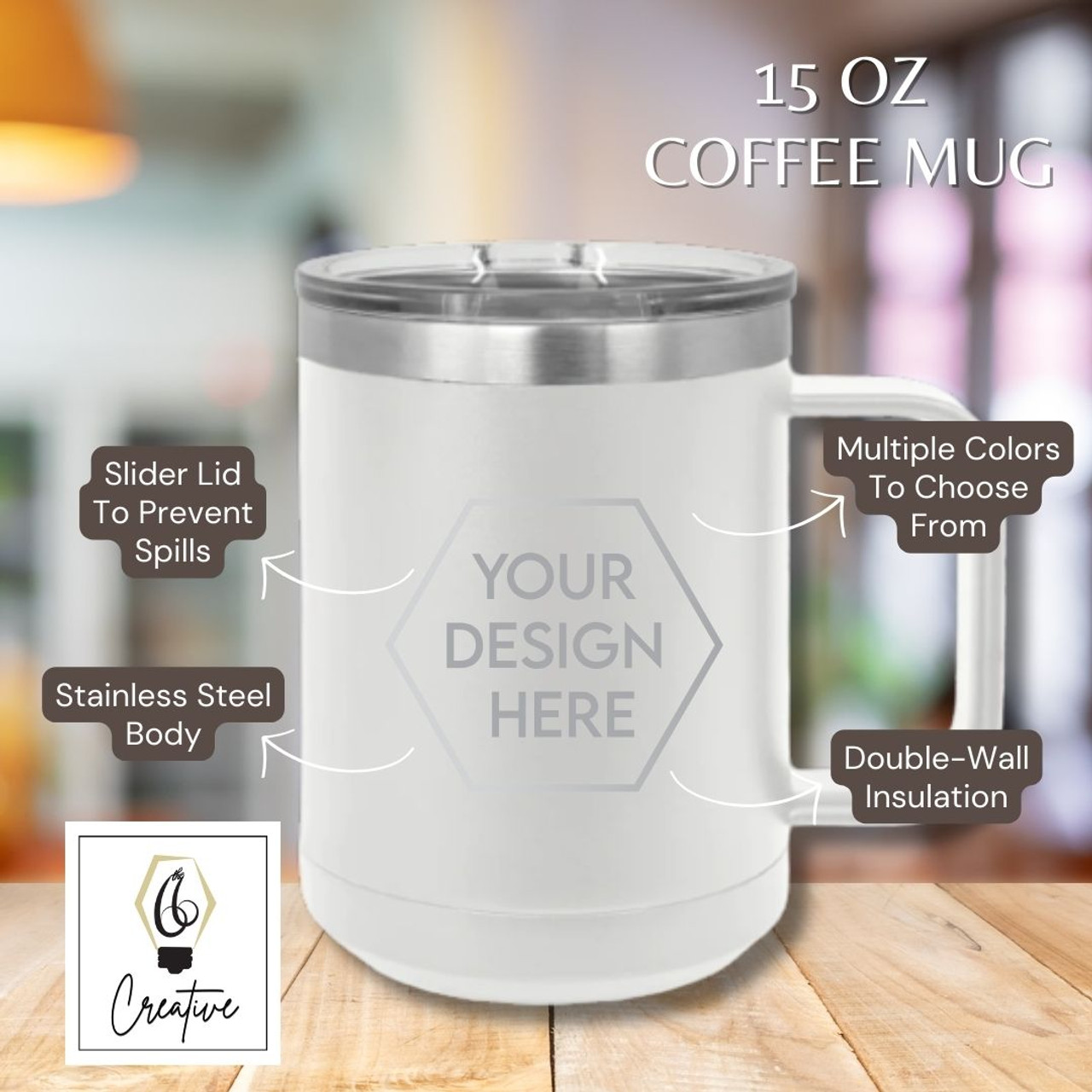 10 oz Vacuum Insulated Travel Mug with Slider Lid - Personalized