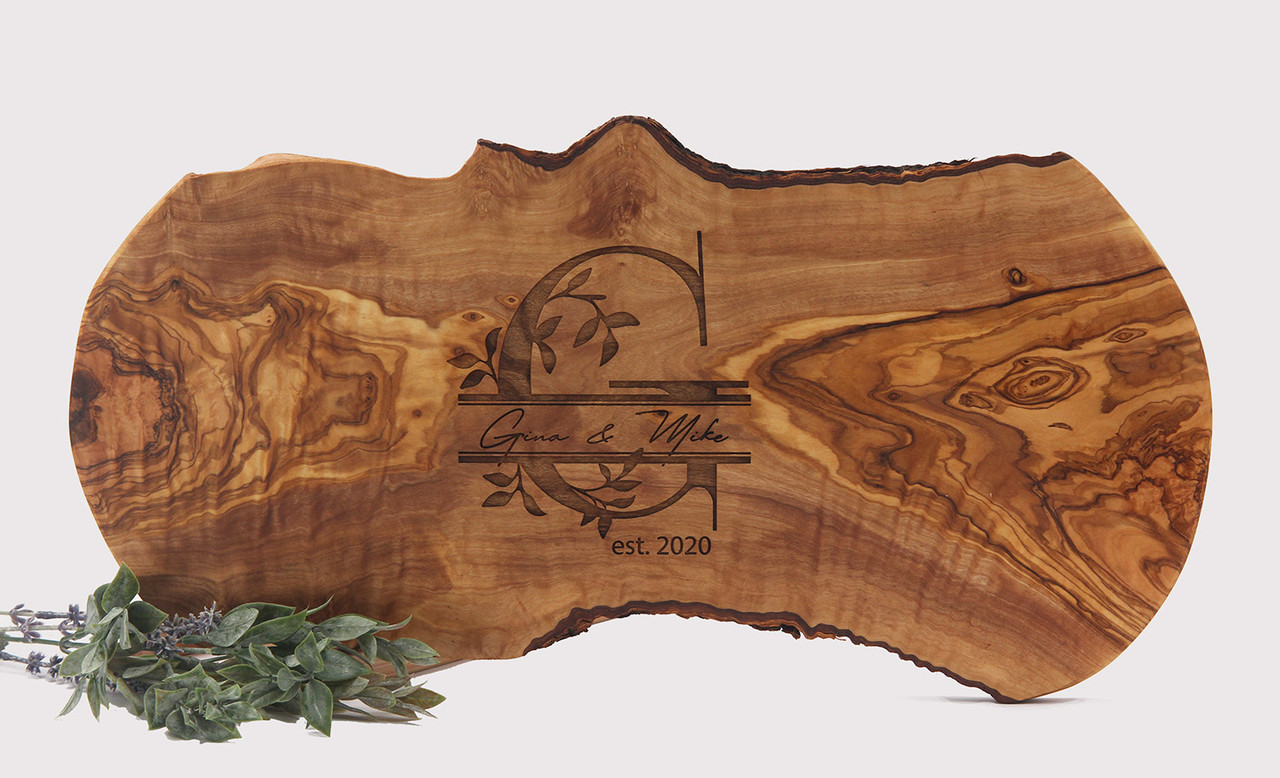 Personalized Olive Wood Charcuterie Board – 21″