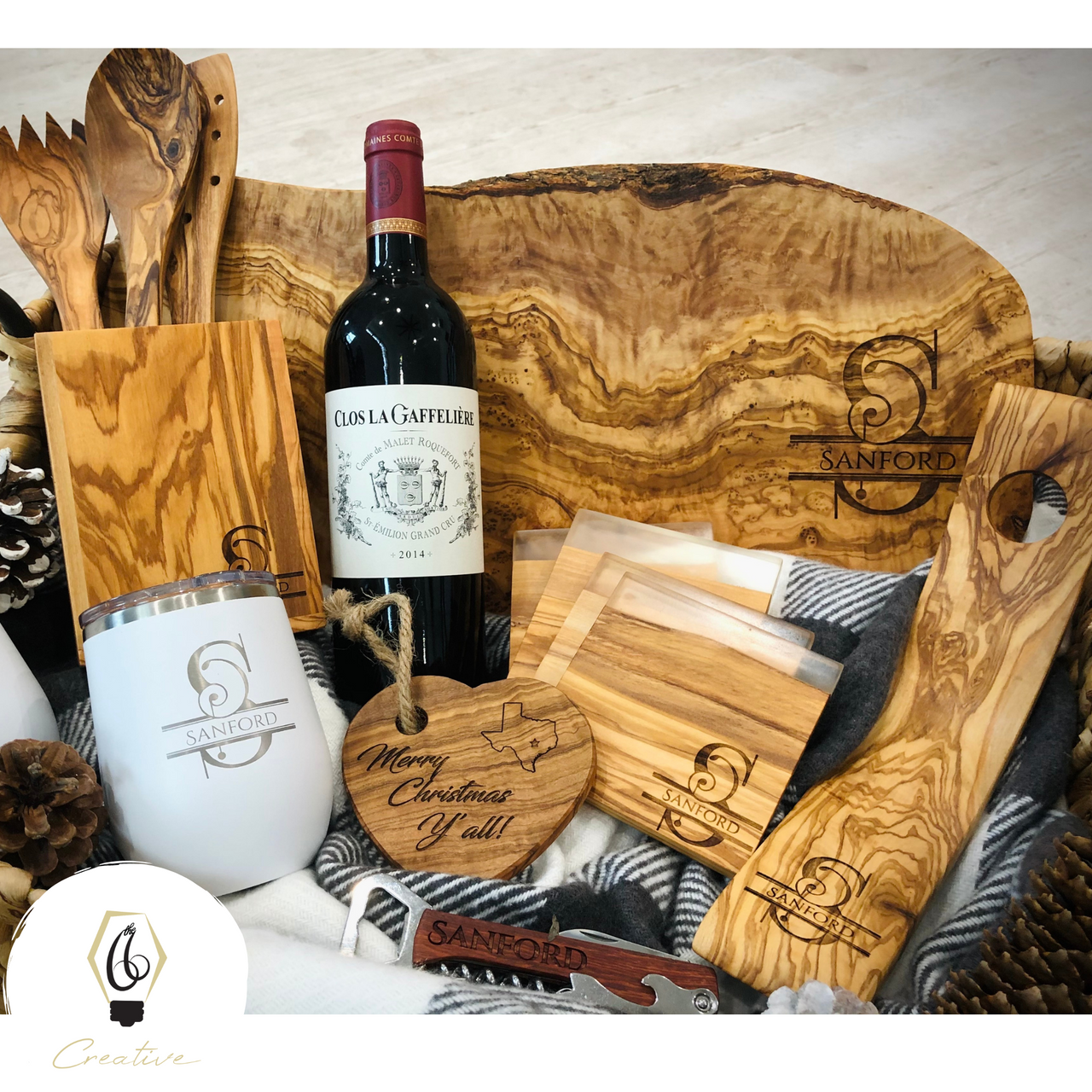 Custom Home Gift Baskets, Personalized Cutting Boards, Coasters