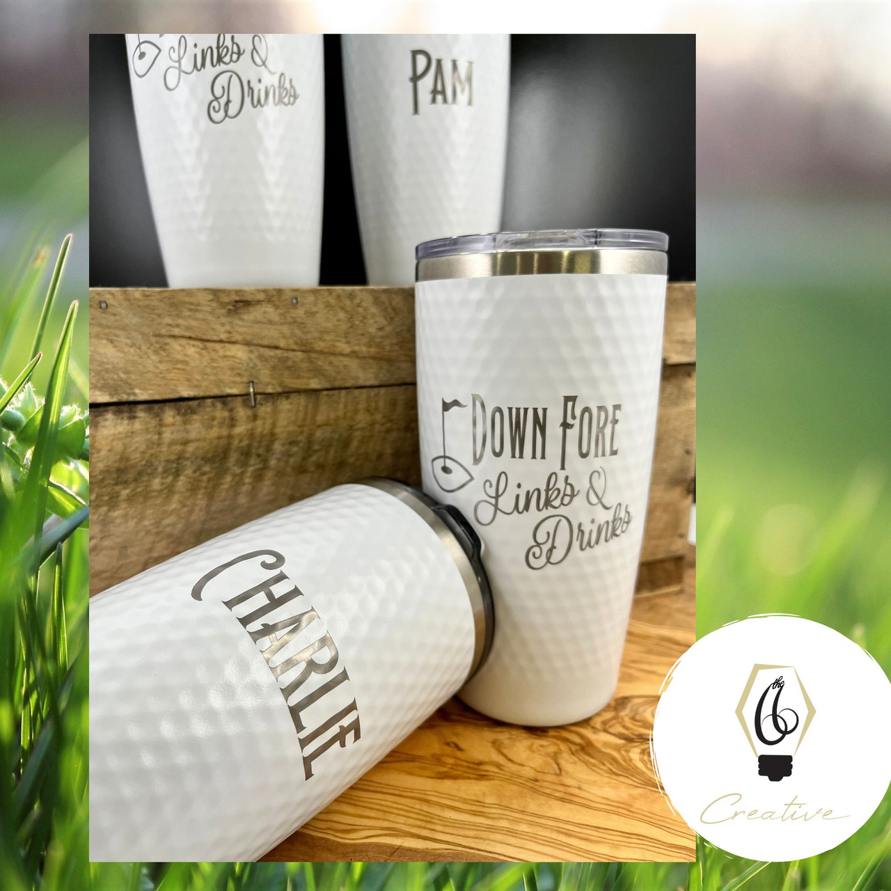 Dimpled 20oz White Golf Ringneck Tumbler