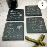 Dachshund Coaster Set - Square Slate Coasters (Set of 4)