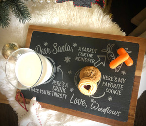 Santa Engraved Slate/Acacia Cookie Tray