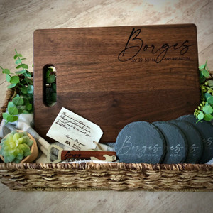 Custom Home Gift Baskets, Personalized Cutting Boards, Coasters, Closi –  BrownCowCreatives