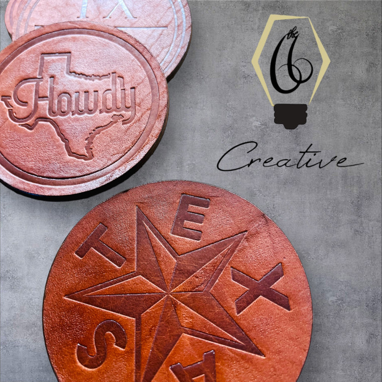 Texas Leather Coasters