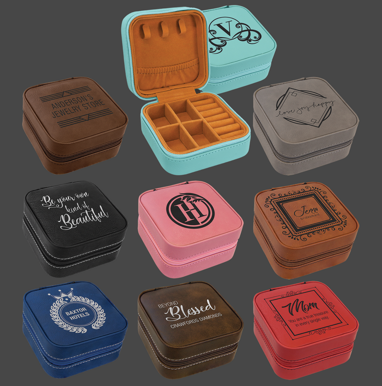 Engraved Travel Jewelry Case Vegan Leather