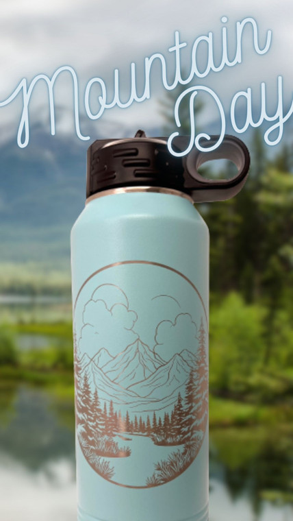 Personalized Mountain Water Bottle - Multiple Sizes & Designs