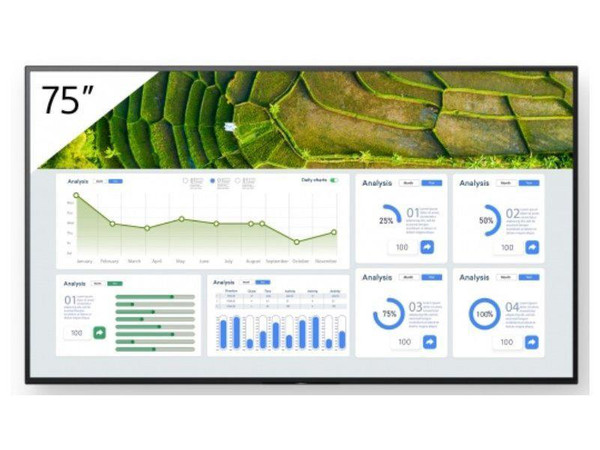 Sony BRAVIA FW75BZ30L Digital Signage Display 75" LCD High Dynamic Range (HDR) 3840 x 2160 Direct LED 440 Nit